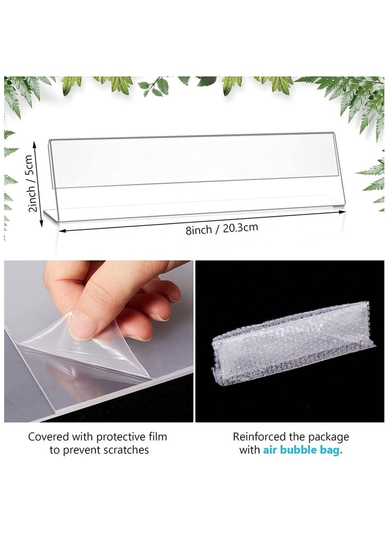 Slasa - 10 Pack Clear Acrylic Name Holders 20x5cm Acrylic Name Plate for Desk Name Card Tent Holder Desk Sign Frame for Table Office Business Conference Meeting Room School Display Stand - Image 1