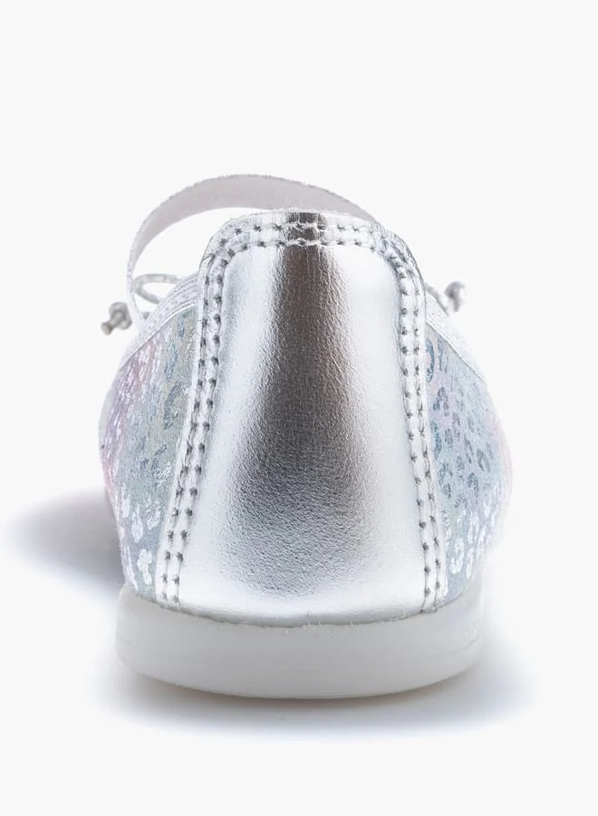 بابلوسكي Girls' Bow Accent Slip-On Ballerina Shoes with Elastic Strap