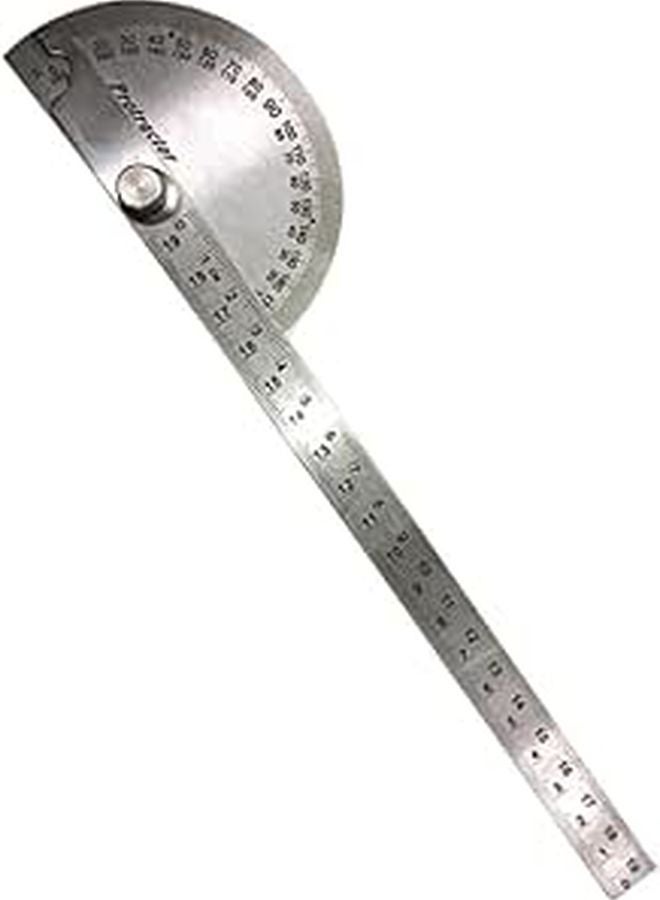 Stainless Steel Angle Protractor Ruler with Swing Arm for Engineering and Woodworking - Image 1