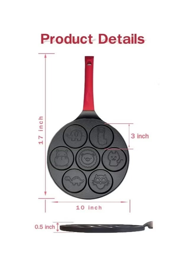 Beauenty Egg Pan, Omelet Pan, 7-Cup Egg Cooker Pancakes Pan, Breakfast Omelette Nonstick Egg Poacher Animal Mini Pancakes Maker, Black - Image 3