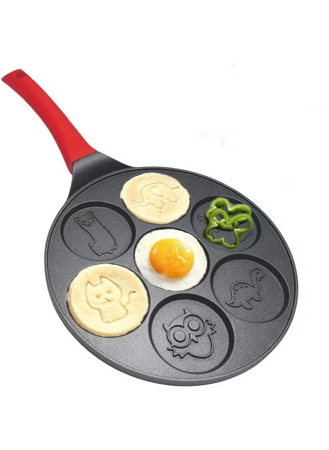 Beauenty Egg Pan, Omelet Pan, 7-Cup Egg Cooker Pancakes Pan, Breakfast Omelette Nonstick Egg Poacher Animal Mini Pancakes Maker, Black - Image 1