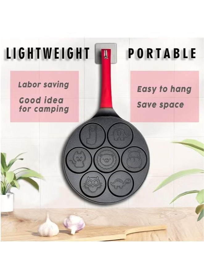 Beauenty Egg Pan, Omelet Pan, 7-Cup Egg Cooker Pancakes Pan, Breakfast Omelette Nonstick Egg Poacher Animal Mini Pancakes Maker, Black - Image 2