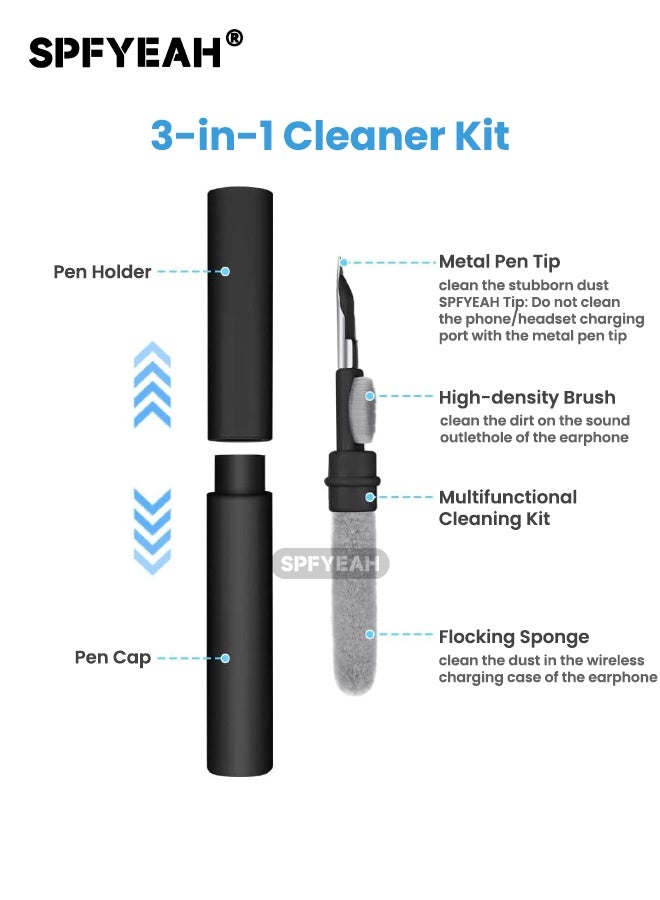 SPFYEAH AirPods Pro 3 Case Cover, with Secure Lock Clip & Keychain & Cleaner kit, Hard Shell Rugged Shockproof Carbon Fiber Protection Cover for AirPods Pro 3rd Gen (2025), Black - Image 5