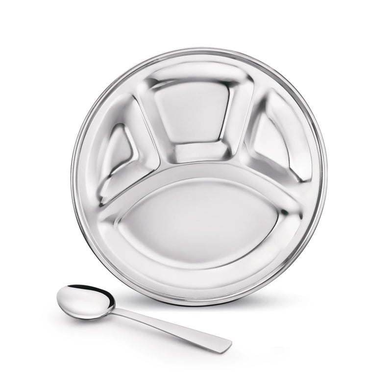 CLASSIC ESSENTIALS Stainless Steel Compartment Plate Bhojan Thali, Lunch/Dinner Plate - Image 1