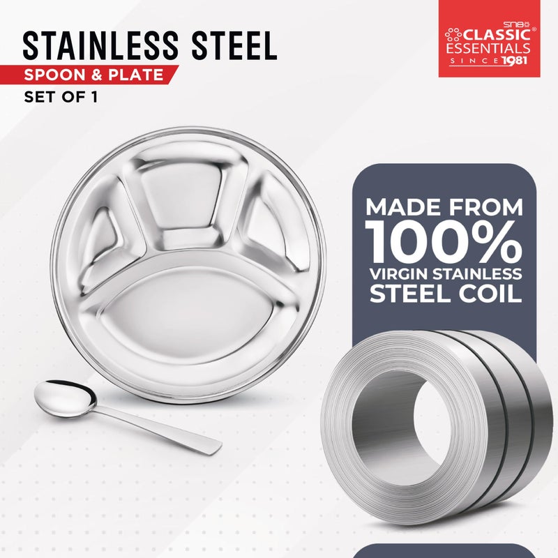 CLASSIC ESSENTIALS Stainless Steel Compartment Plate Bhojan Thali, Lunch/Dinner Plate - Image 5