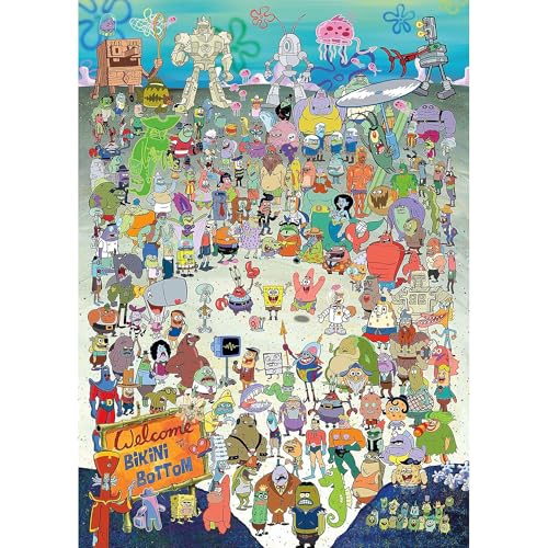 AQUARIUS SpongeBob SquarePants Puzzle 1000 Piece Jigsaw Puzzle Officially Licensed SpongeBob Merchandise CollectiblesGlare Free Precision Fit Virtually No Puzzle Dust20x28 Inches Multicolor - Image 1