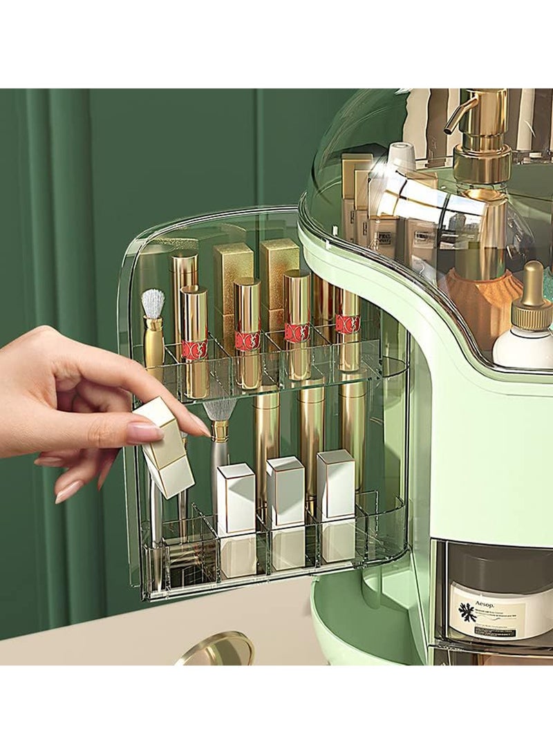 MONOGUE Makeup Organizer and Storage  Cosmetics Organizer Box for Countertop with Lid & Drawers Cosmetics Skincare Organizers with Waterproof & Dustproof Cover - Image 2