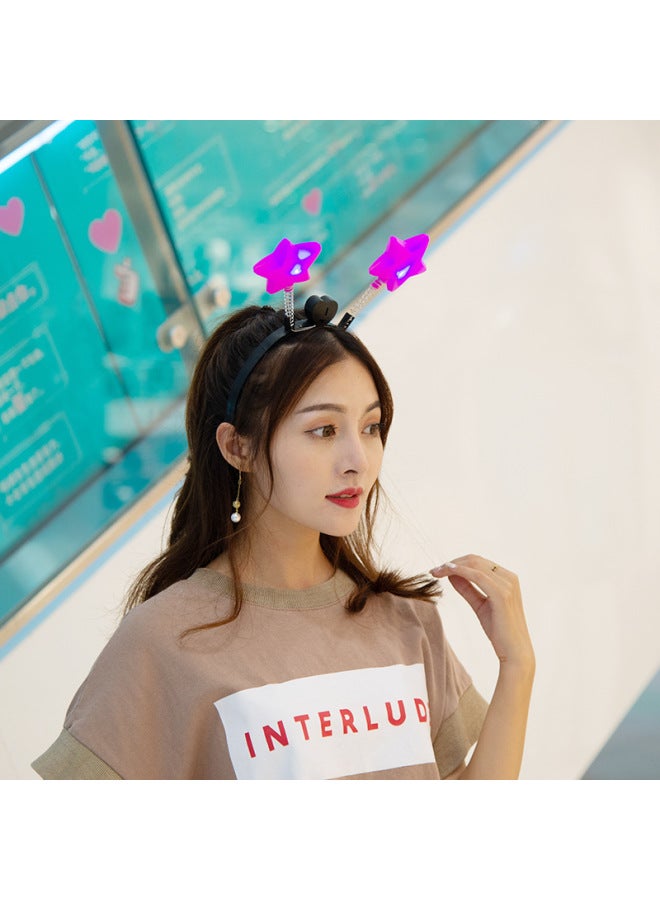 National Day Performance Props Decoration Luminous Headwear Yellow Five-pointed Star Spring Headband Star Headband Hair Card Gift-Color:Five-pointed Star Spring Headband (yellow) - Image 4