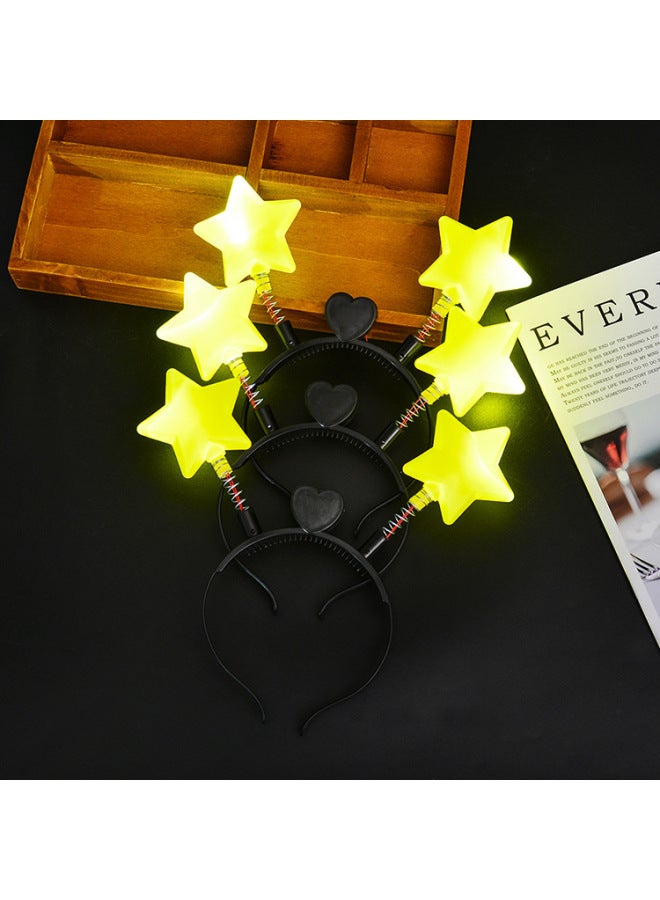 National Day Performance Props Decoration Luminous Headwear Yellow Five-pointed Star Spring Headband Star Headband Hair Card Gift-Color:Five-pointed Star Spring Headband (yellow) - Image 3