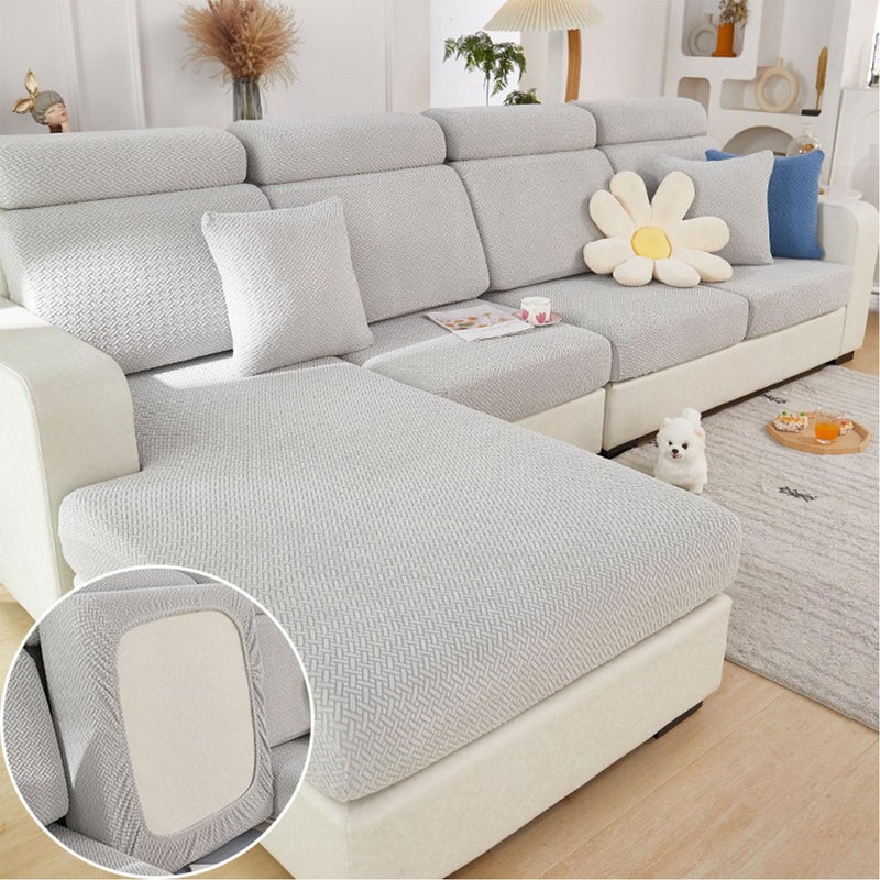 Disayu Sofa Covers Couch Covers for Sofa Pet Friendly Couch Cushion Covers Universal Sofa Covers Washable Stretch Slipcovers for Sectional Sofa (Texture Light Gray,Back Cover M) - Image 1