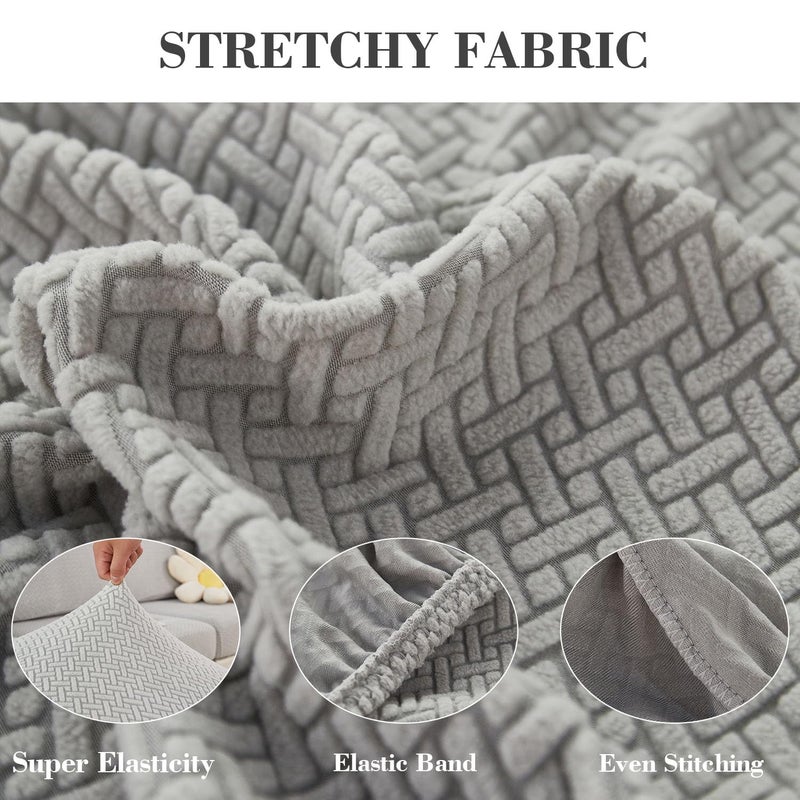Disayu Sofa Covers Couch Covers for Sofa Pet Friendly Couch Cushion Covers Universal Sofa Covers Washable Stretch Slipcovers for Sectional Sofa (Texture Light Gray,Back Cover M) - Image 5