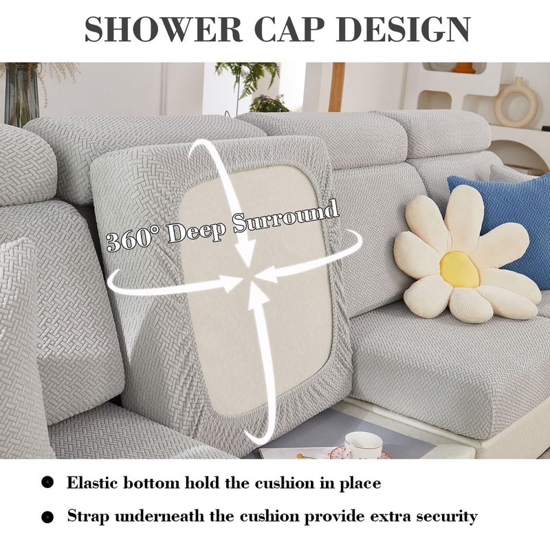 Disayu Sofa Covers Couch Covers for Sofa Pet Friendly Couch Cushion Covers Universal Sofa Covers Washable Stretch Slipcovers for Sectional Sofa (Texture Light Gray,Back Cover M) - Image 4