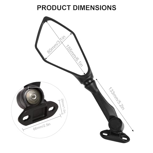 INKUDRI Ninja 300 Mirrors Ninja 400 Mirrors Ninja 300 250 Ninja 636 300R EX300 ABS 2011-2018 Ninja 400 Mirrors EX400 2018 2019 2020 2021 2022 2023 Ninja 500 Mirrors 2024 Ninja ZX6R Mirrors 2011-2022 - Image 4
