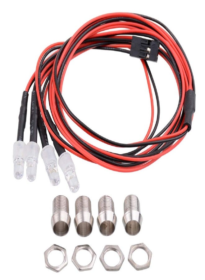 Treehobby طقم مصابيح أمامية وخلفية LED من Treehobby، 4 مصابيح LED، ملحقات إضاءة متوافقة مع سيارات Traxxas وHSP وRC4WD وTamiya وRedcat وAxial SCX10 RC، سيارات الزحف والشاحنات والدبابات، 5 مم (2 أخضر + 2 أزرق) - Image 3