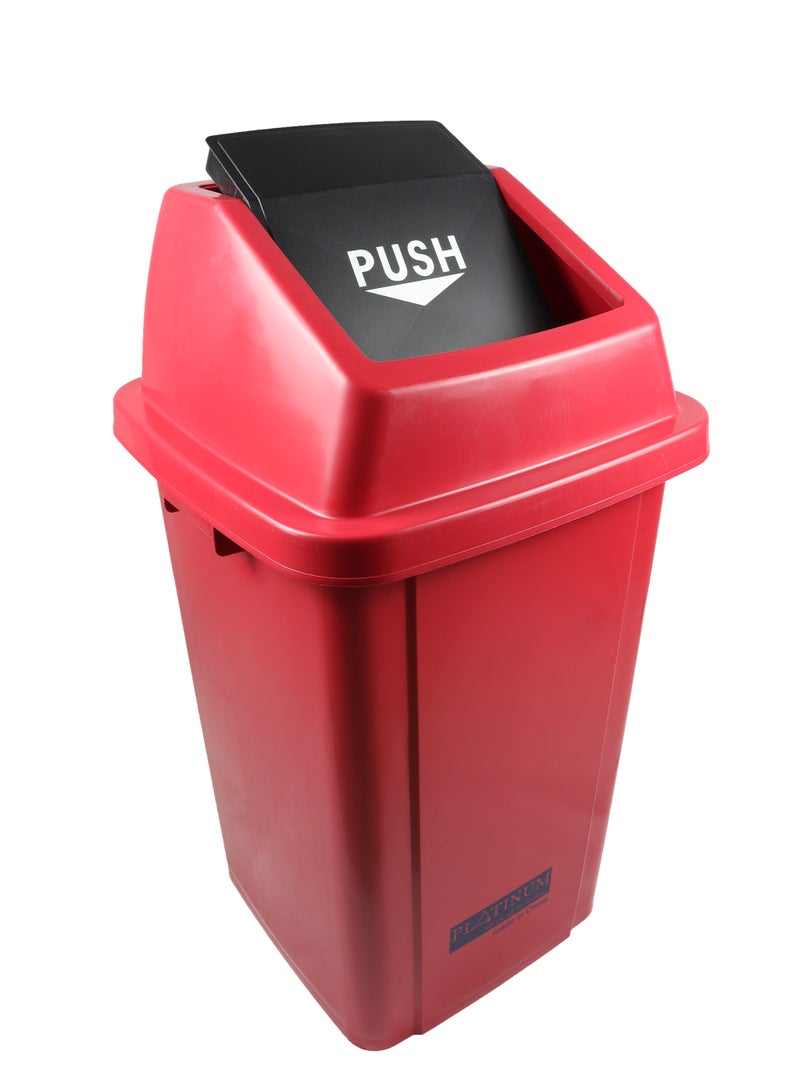 Swing-Lid Trash Bin | Glossy Plastic Finish | Versatile For Home & Communal Spaces | Red | 100 Liters - Image 1