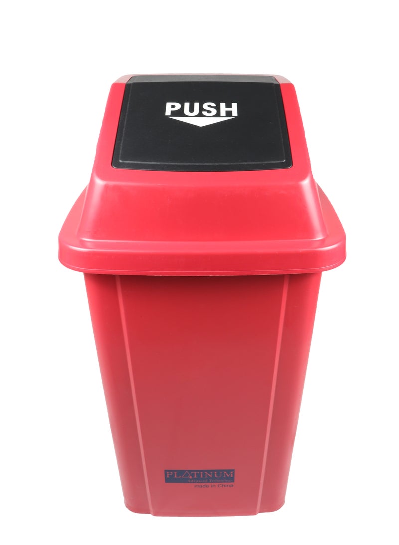 Swing-Lid Trash Bin | Glossy Plastic Finish | Versatile For Home & Communal Spaces | Red | 100 Liters - Image 3