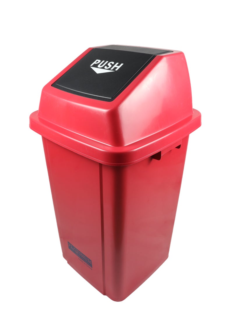 Swing-Lid Trash Bin | Glossy Plastic Finish | Versatile For Home & Communal Spaces | Red | 100 Liters - Image 4