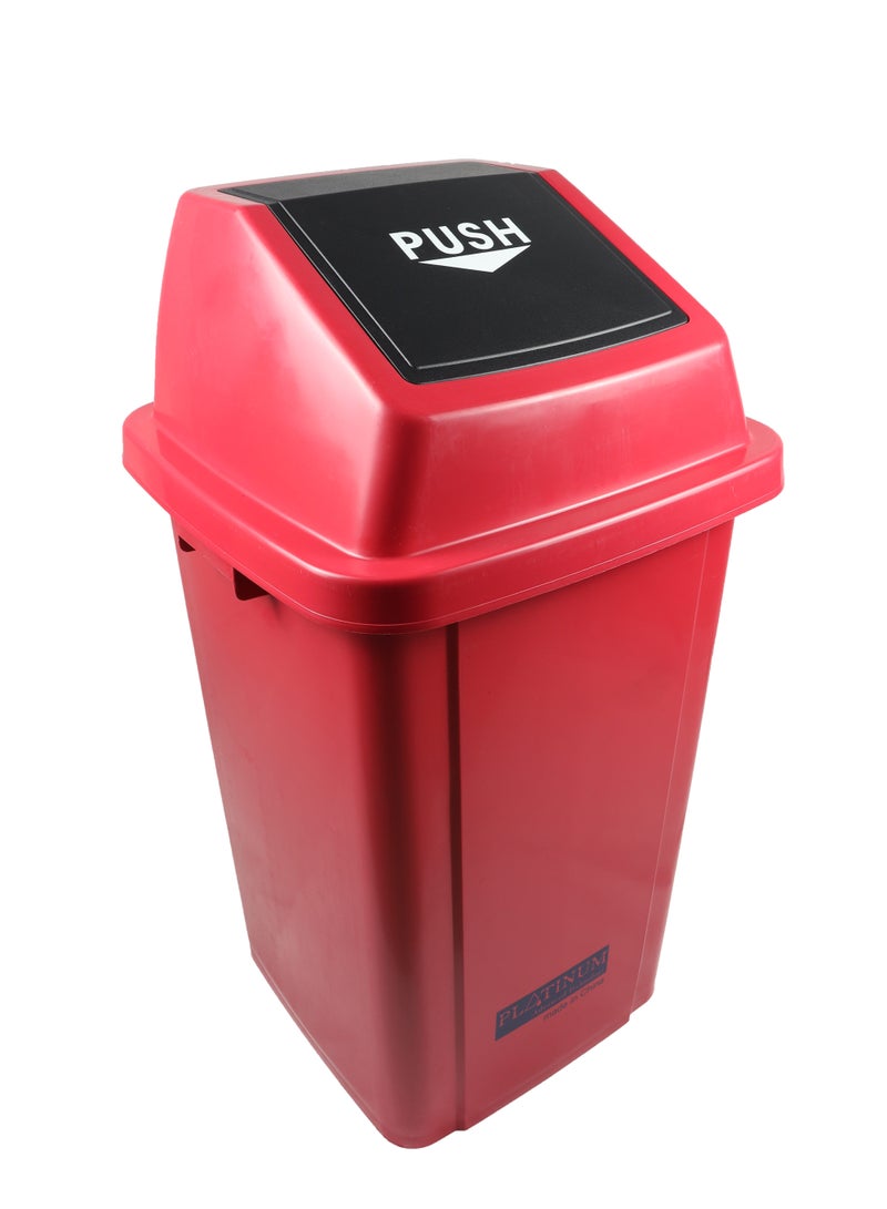 Swing-Lid Trash Bin | Glossy Plastic Finish | Versatile For Home & Communal Spaces | Red | 100 Liters - Image 2