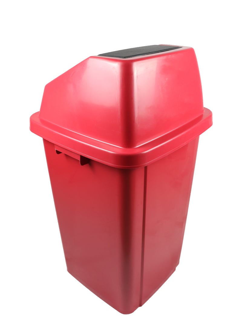 Swing-Lid Trash Bin | Glossy Plastic Finish | Versatile For Home & Communal Spaces | Red | 100 Liters - Image 5