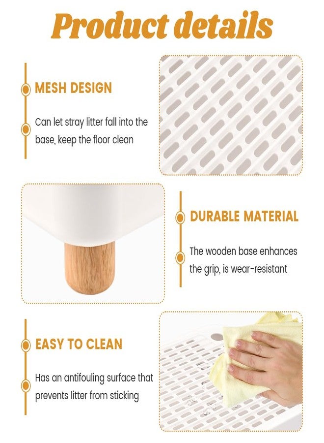WeiLingBo Cat Litter Box Ramp,Litter Box Step Mat with Filt er Function,Wooden Base No n-Slip Cat Ramp Reduces Tracking,for Automatic Litters Boxes,Kittens & Senior Cats (30 * 20.7 * 9cm,Color:White) - Image 5