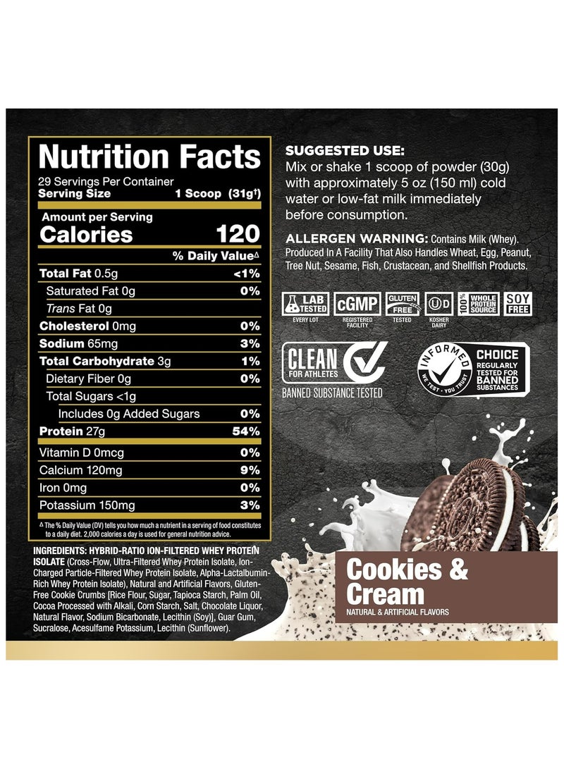 أولماكس نيوتريشن ALLMAX ISOFLEX بروتين مصل اللبن المعزول، البسكويت والكريمة - 2 رطل - 27 جرامًا من البروتين لكل ملعقة - صفر دهون وسكر - 99٪ خالي من اللاكتوز - خالي من الغلوتين والصويا - تقريبًا. 30 حصة - Image 2