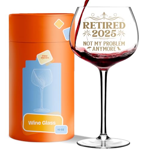 NewEleven Retirement Gift For Woman 2025 - Cool Retirement Gifts - Coworker Leaving, Farewell Party, Retired Decorations, Farewell Goodbye Presents For Coworkers, Friends - 16 Oz Wine Glass - Image 1