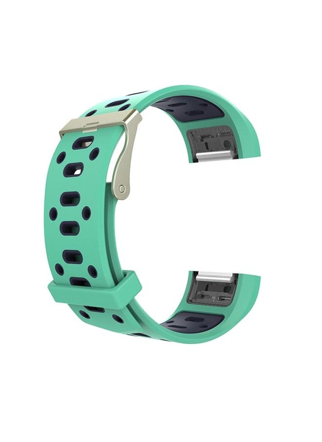 Generic - Replacement Strap For Fitbit Charge 2 Two-tone Round Hole Silicone Watch Band with Buckle Green + Blue - Image 1