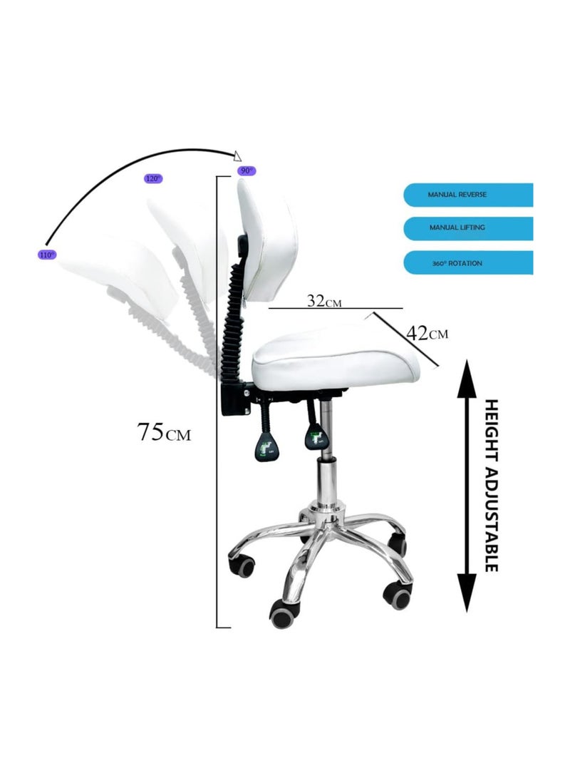 brunson Desk Chair Saddle Chair Ergonomic Liftable Dentist Chair Upholstered Rolling Work Stool Chair with Adjustable Backrest for Massage Clinic Beauty Salon - Image 2