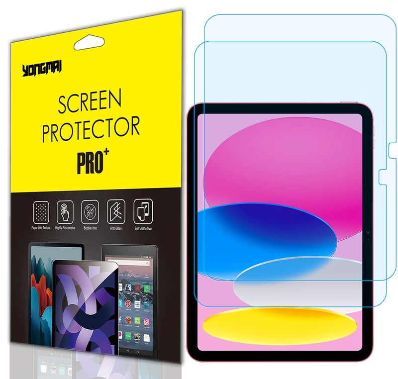 YongMai 2 Pack - Blue Light Blocking Screen Protector for iPad 10.9 Inch Tablet (2022 Released, 10th Gen, A2696/A2757/A2777), Anti-Blue Light Anti-Glare iPad 10.9" Tablet Screen Protector Anti-Fingerprint - Image 1