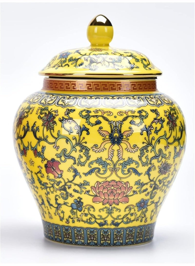 Decorative jar made of ancient Chinese imperial enamel porcelain (small, yellow) - Image 1
