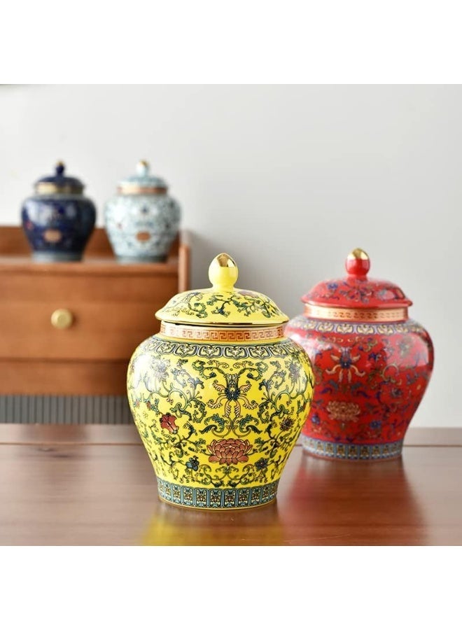 Decorative jar made of ancient Chinese imperial enamel porcelain (small, yellow) - Image 3