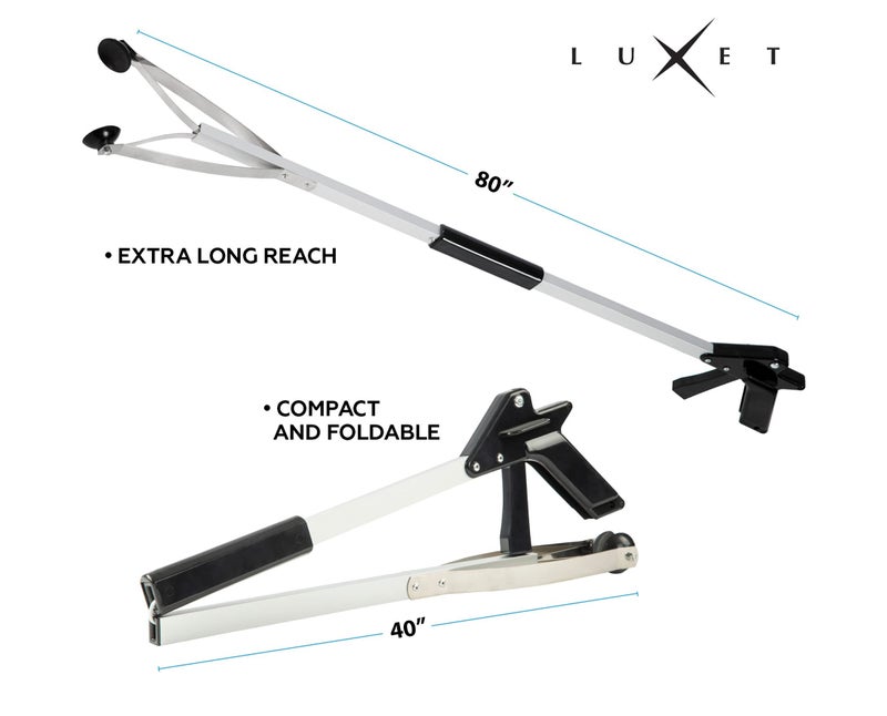 Luxet Reacher Grabber Tool X-Long 80" Aluminum Suction Cup Jaw, Foldable Lightweight Reacher Grabber Pickup Tool, Gripper Grabbers for Elderly Grab it Reaching Tool Trash Picker Grabber (Black) - Image 4