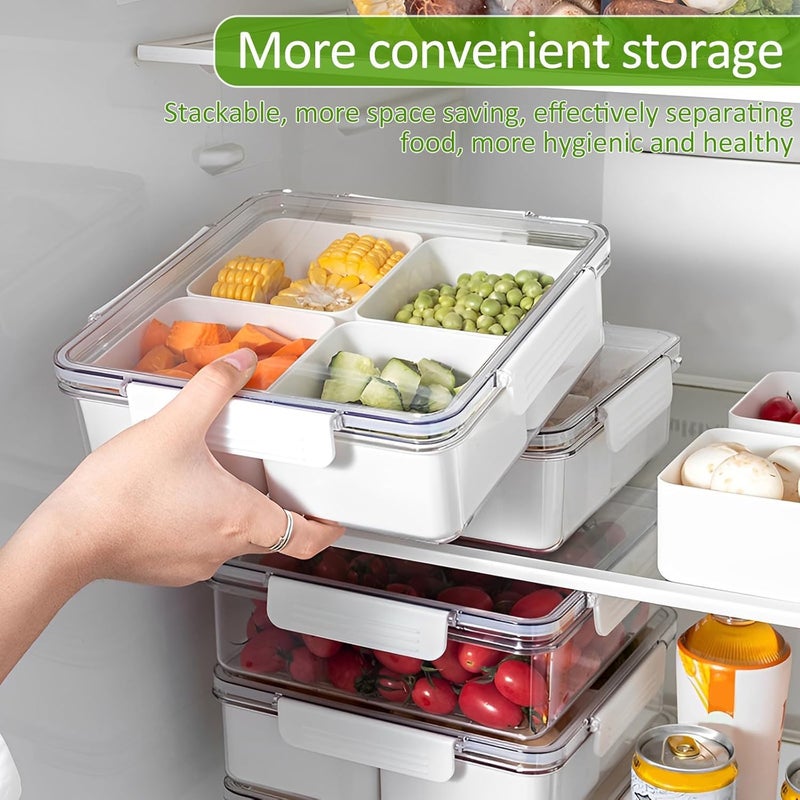 HITWA Plastic Veggie Tray with Lid 5 Compartment Food Container with Dividers Large Serving Tray Travel Snack Containers Saver Snack Serving Platter Storage With 4 Compartments Snackle Box - Image 5