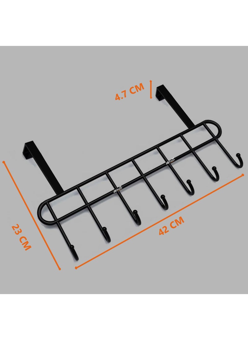 JD FRESH JD FRESH 1 Piece Premium Stainless Steel Door Hangers for ClothesCloth HolderDrill Free Hooks for Hanging TowelShirtsCoatsSweatersOver the Door Hanger for BathroomBedroomKitchenWhite7 Hooks  - Image 2