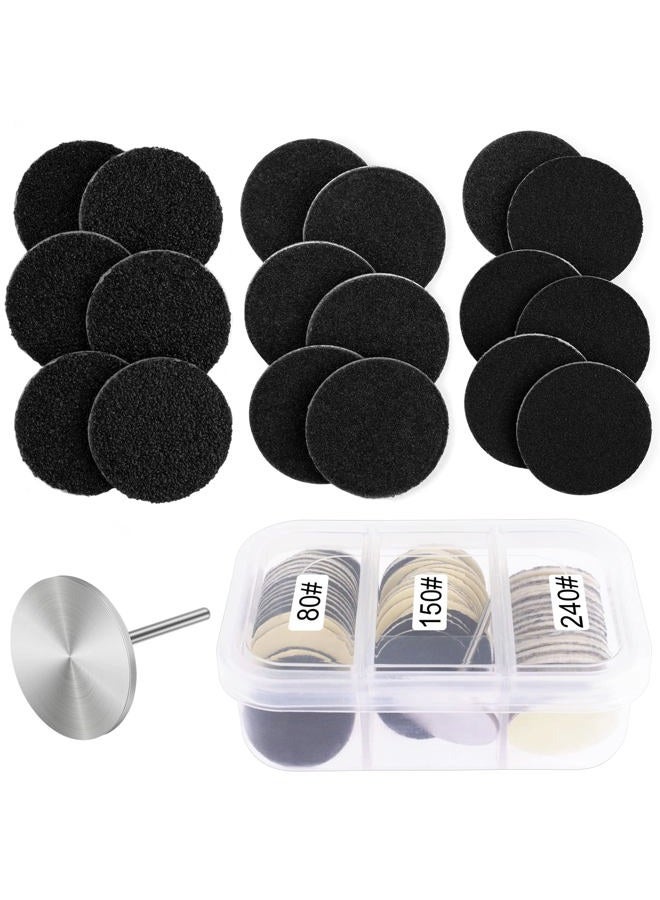 Rolybag Sanding Paper Discs with Metal Nail Drill Bit Foot Sandpaper Discs 25mm Foot File Sandpaper Discs for Manicure Pedicure,#80#150#240 Fine Boxed - Image 1