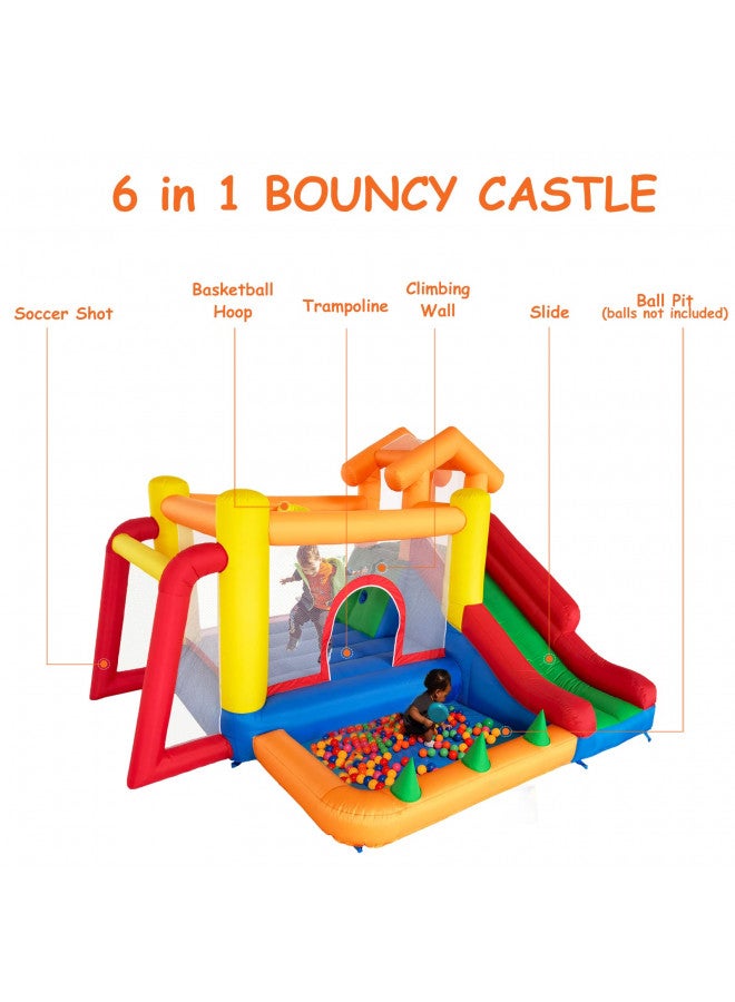 Baralir Baralir 6 in 1 Inflatable Bounce House with Slide and Ball Pit for Kids, Trampoline, Climbing, Water Pool, Soccer Goal and Basketball Slam Dunk Hoop All in One - with Blower  - Image 4