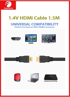 FSATECH HDMI Cable H-20P-1.5M, 1.5 Meter, Version 1.4, 1080P@60Hz, Gold-Plated Connectors, Braided & PVC  - Image 3