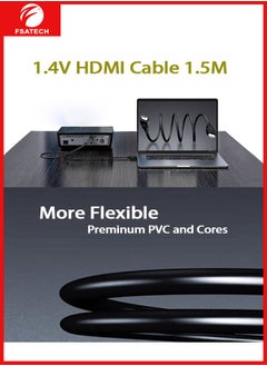 FSATECH HDMI Cable H-20P-1.5M, 1.5 Meter, Version 1.4, 1080P@60Hz, Gold-Plated Connectors, Braided & PVC  - Image 4