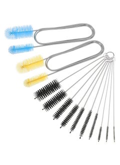 Patelai 12 Pieces Tube Cleaning Brush Aquarium Filter Brush Nylon Tube Brush Set Flexible Double-Ended Hose Brush Pipe Clean Brush Stainless Steel for Fish Tank, Kitchen, Glasses, Drinking Straws, Keyboard  - Image 1