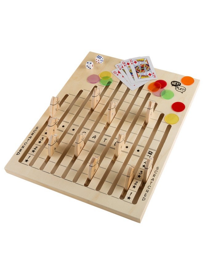 Hey! Play! Hey! Play! Wooden Horse Race Game with Dice, Cards and Chips - Indoor and Outdoor Board Games for Adults, Kids, Boys and Girls Party Game (80-DDH) - Image 1