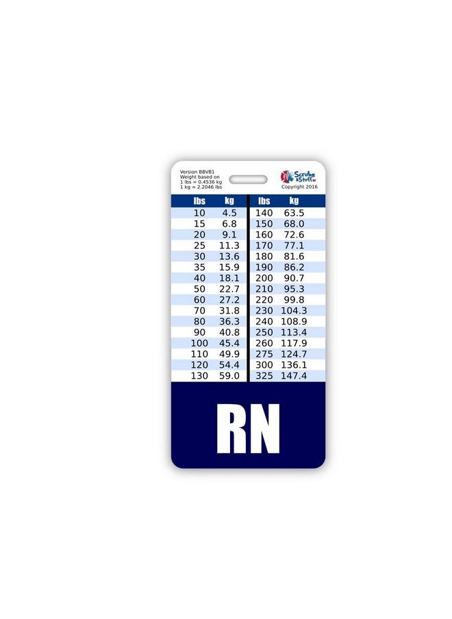 Scrubs and Stuff LLC - Rn Badge Buddy Vertical W/Height & Weight Conversion Charts (Navy Blue) - Image 1