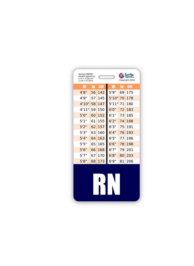 Scrubs and Stuff LLC - Rn Badge Buddy Vertical W/Height & Weight Conversion Charts (Navy Blue) - Image 1