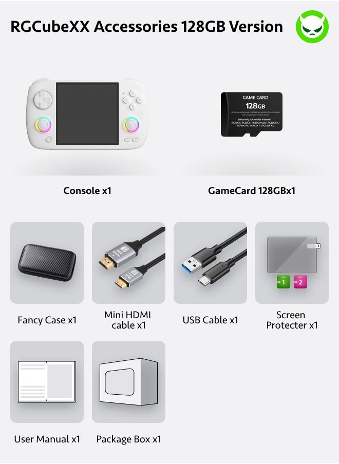 ANBERNIC  - Anbernic RGCube XX Handheld Game Console 3.95-inch IPS Screen 720*720 H700 quad-core ARM Cortex-A53 LPDDR4 1GB 3800mAh 5G WiFi Bluetooth HDMI TV Output【White-128GB-35 Emulators with 18000 Games Pre-installed】 - Image 1