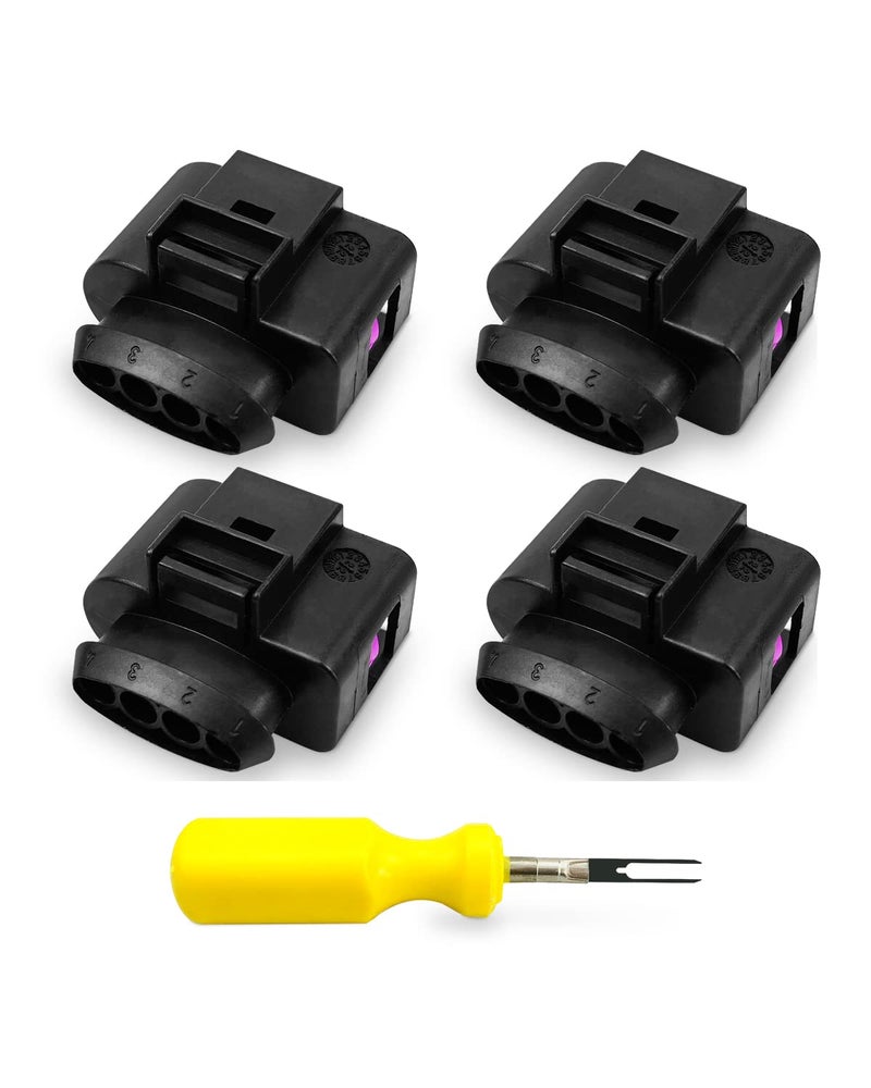 ANODZU 4 Pcs Ignition Coil Connector Repair Kit Fits for VW Passat Tiguan Beetle Golf Jetta AUDI A3 A4 A5 A6 Q7 TT R8 Harness Plug Replace 4B0973724 4B0973724