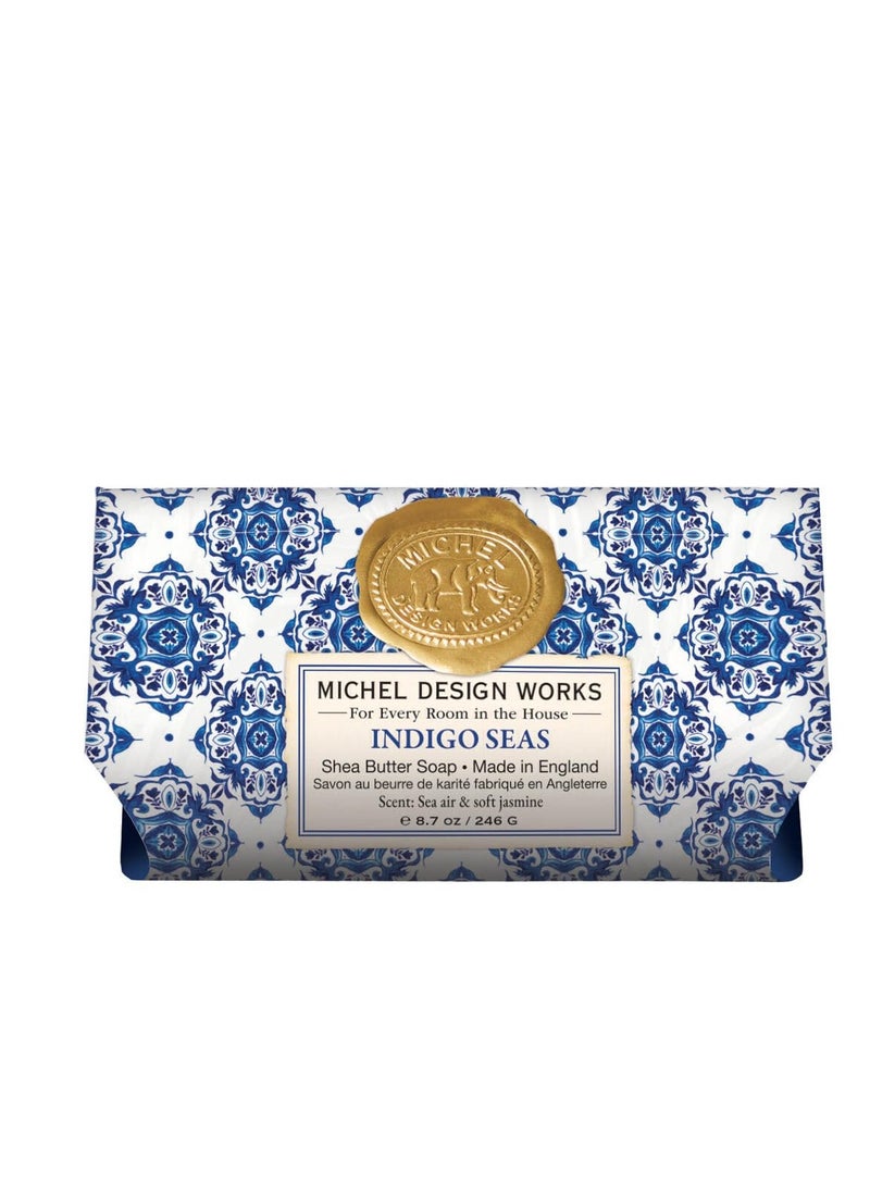 Michel Design Works - Michel Design Works Soap Bar, Indigo Seas Large, Beautiful Design, Triple-milled - Image 1