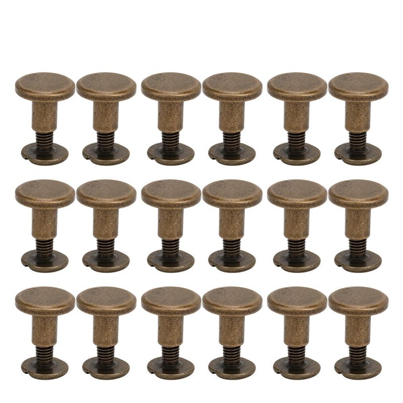 Brown 8mm Flat Head Rivets 50 Set Pure Copper Leathercraft Hardware For Leather Notebook - Image 1