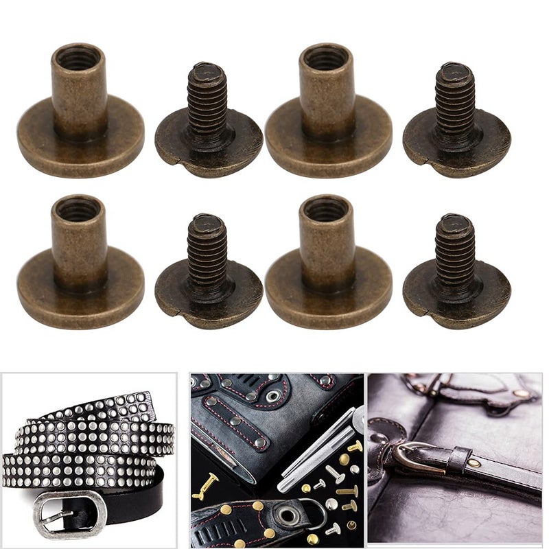 Brown 8mm Flat Head Rivets 50 Set Pure Copper Leathercraft Hardware For Leather Notebook - Image 4