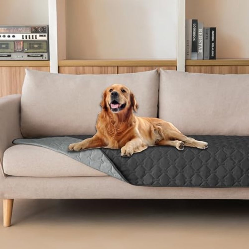 100% Double Sided Waterproof Dog Blanket Soft Pet Bed Cover Reversible Protect Furniture Couch Sofa Car for Puppy Large Dog Cat Dark Charcoal/Light Charcoal, 30x70 Inch (Pack of 1 ) - Image 1