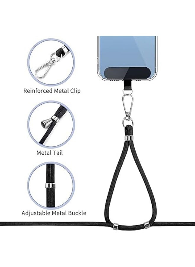 JS 2-Piece Phone Lanyard, Universal Crossbody Phone Lanyard, Multi-Purpose Nylon Patch, Adjustable Shoulder and Neck Straps, Compatible with Most Smartphones, Two Lengths (Black) - Image 4