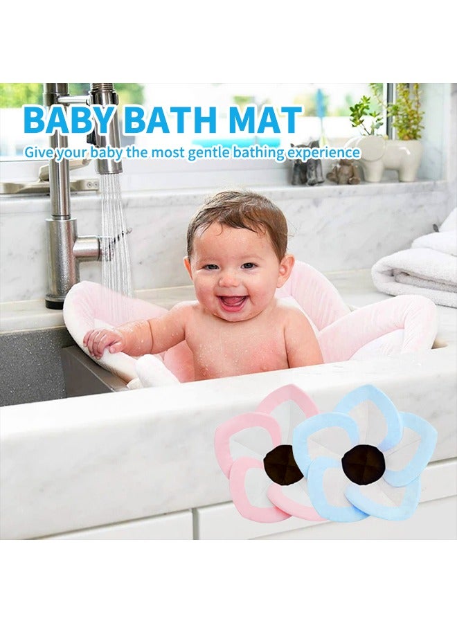 Comfortable Plush Baby Bath Seat, Flower Shaped Baby Bathtub Seat,  Quick-Drying Newborn Sink Bath Mat for Baby